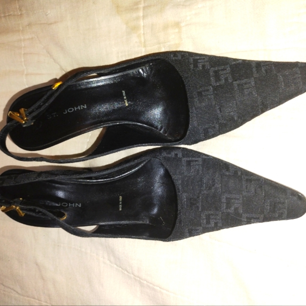 Pre-owned Black St John Vero Cuolo Ladies Designer High Heel Shoes.Size 7 1/2 B